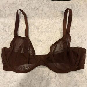 CUUP Plunge Bra Sheer Mesh Espresso Brown 34E